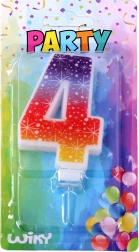 Party Candle in Number 4 Shape with Stars