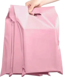Pink plastic mailing envelopes with handle 540 × 700 + 70 mm, 50 pcs