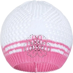 New Baby knitted hat with flower, pink