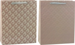 Gift Bag with Embossed Beige 32 x 26 x 10 cm
