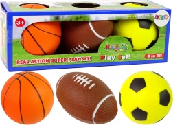 Set zachte sportballen 3-in-1 – voetbal, basketbal en honkbal