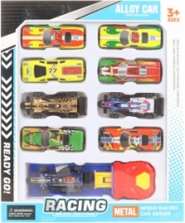 Set de petites voitures métalliques avec base de lancement