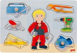 Houten inlegpuzzel monteur Goki