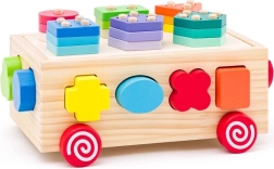 Chariot en bois avec trieur de formes et blocs 3 en 1