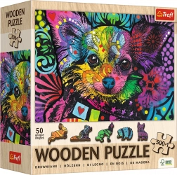 Houten puzzel Kleurrijke Puppy