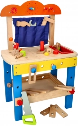 Houten werkbank voor kleine klussers met gereedschap