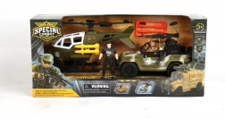 Militaire set van voertuig en helikopters