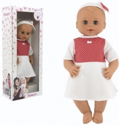 Hamiro Doll blinking 50 cm with a solid body and white dress with red polka dots