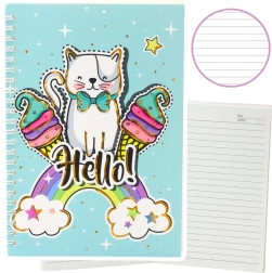 Notebook with a cat and unicorn, ice cream and rainbow A5 60 sheets