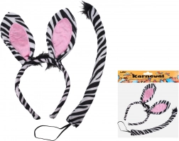 Carnavalsset zebra met haarband en staart