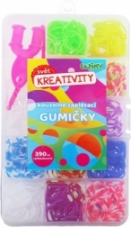 Set voor het maken van armbanden – gekleurde elastiekjes met accessoires in een kunststof doosje