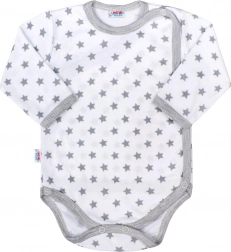 Baby bodysuit with full opening NEW BABY Classic II grey with stars