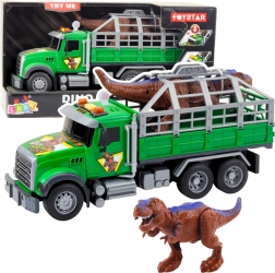 Groene transporter met dinosaurus met licht en geluid