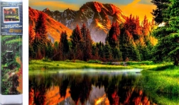 Diamantschilderij Zonsondergang bij het meer 30x40 cm