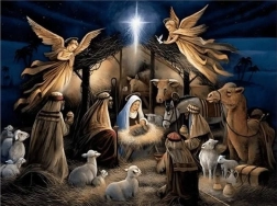 Diamantschilderen Heilige Nacht in Bethlehem 30 × 40 cm