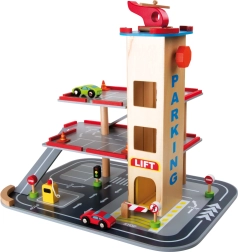 Wooden Parking Garage with Elevator - Small Foot