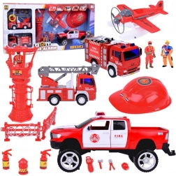 Grote set brandweerwagens met helm