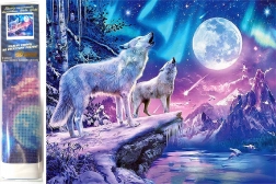diamond painting wolves under a full moon 30 × 40 cm