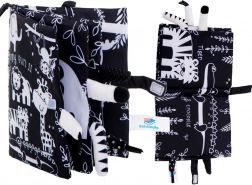 Zachte contrasterende zintuigen-boekje met safari-dierenstaartjes