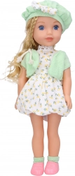 Doll with sounds 36 cm with handbag and cap