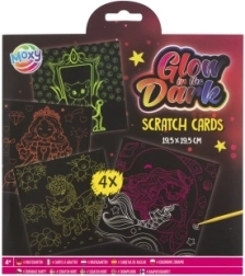 Lichtgevende krasplaatjes – meisjesmotief, set van 4 stuks