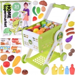 Kinderwinkelwagen met boodschappen en accessoires