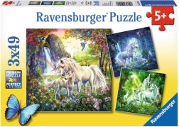 RAVENSBURGER Puzzle Beautiful Unicorns 3x49 pieces