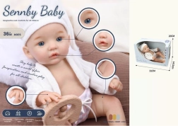 Stoffen babypop met muts Jagoda 32 cm