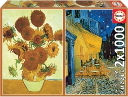 Puzzle Sunflowers and Cafe Terrace at Night 2x1000 Pieces
