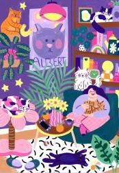 Puzzel Kattenliefhebster 1000 stukjes