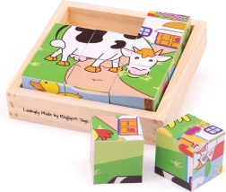 Cubes en bois illustrés Animaux 9 pcs