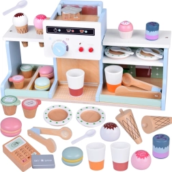 Wooden Café and Ice Cream Shop – toy coffee machine with desserts