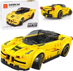 Technische bouwset sportauto geel, 143 stukjes met stickers