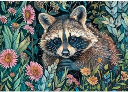 Raccoon in Flowers Puzzle 1000 Pieces CHERRY PAZZI