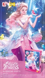 Puzzle 100 pièces princesse rose avec paillettes