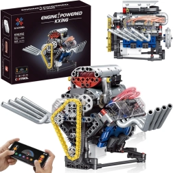 Technical building kit – build a working engine with battery, light and motion (665 pieces)