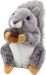 Plush squirrel with nut, gray 22 cm