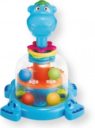 Dinosaurus met balletjes – kleurrijke mechanische draaimolen voor kinderen