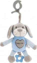 Educatief spelend pluche hondje met clip BABY MIX, blauw