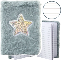 Plush notebook with a glitter star grey A6