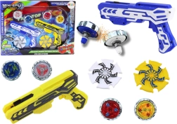 Set of Launcher Pistols with 4 Metal Discs with Lights – Blue and Yellow