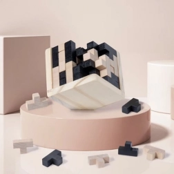 Houten logische kubus – 3D-puzzel voor kinderen en volwassenen