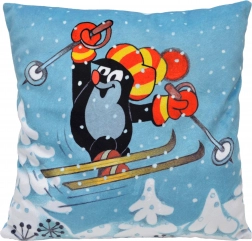 Kussen Mol met skithema 30x30 cm