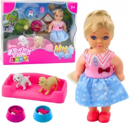 Mini pop met twee hondjes en kommetjes