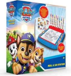 Standaard met PAW PATROL-kleurplaten en verf
