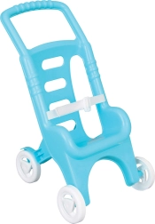 Blauwe plastic sportbuggy voor poppen