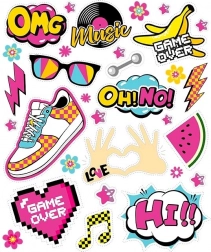 Strijkpatches OMG – groot vel 20 × 30 cm