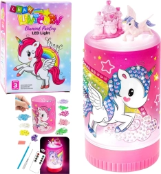 Creative unicorn jar set – night LED lamp with remote control and diamond stickers