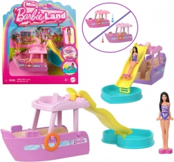 Mini-boot met glijbaan en zwembadje MINI BARBIE LAND van Mattel