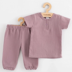 Baby muslin set T-shirt en broek New Baby lavendel 62 (3–6 maanden)